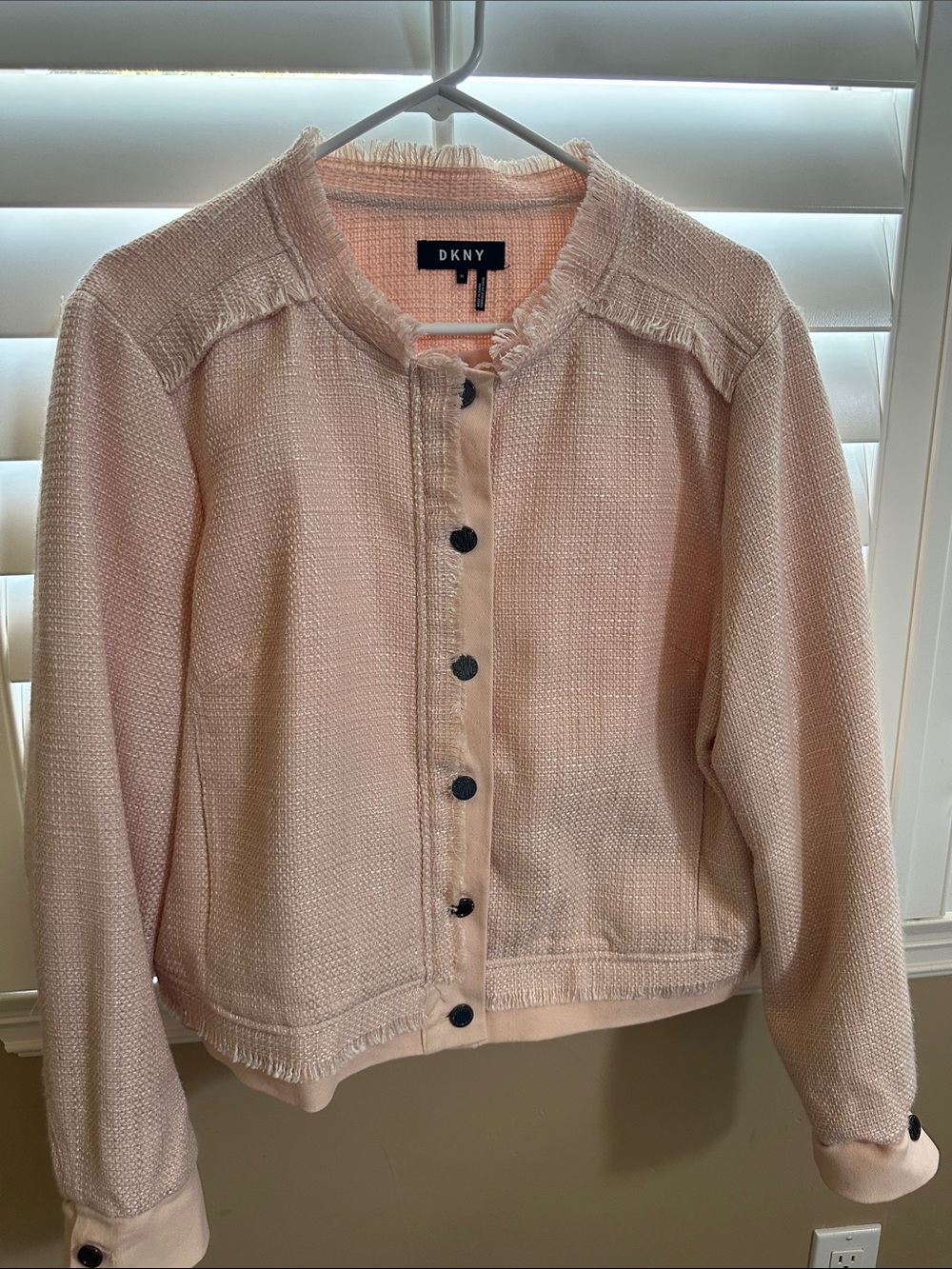 DKNY Blush Pink Textured Button Jacket, XL